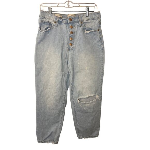 Vintage Straight Universal Threads Light Wash Distressed Button-Fly Jeans Womens - Picture 1 of 6